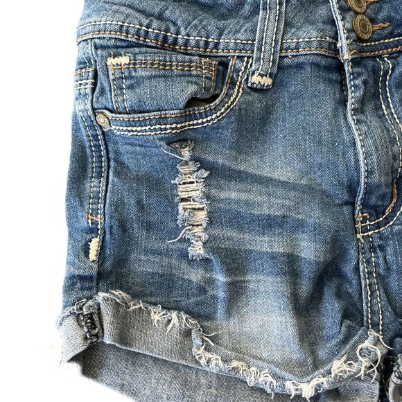 Rue21 Jean Short Junior 3 Mid rise Distressed (Sz 3/4 W13) - Picture 4 of 6